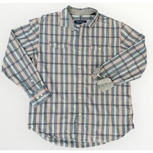 Tommy Bahama Mens Large Red White‎ Blue Plaid Shirt